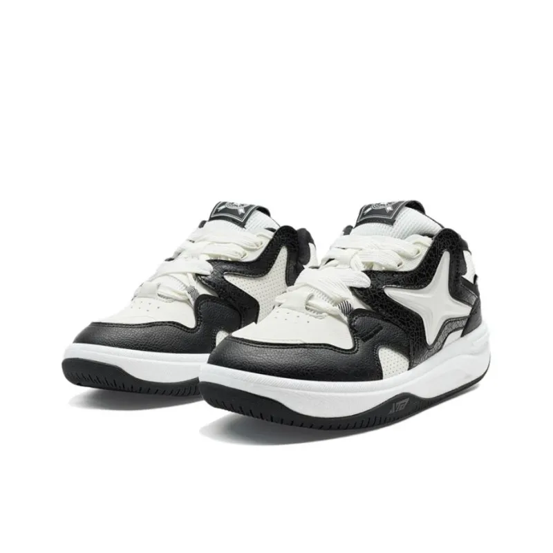 XTEP Star X Anti Slip Wear Resistant Low Top Skateboard Shoes Women's Black White-2