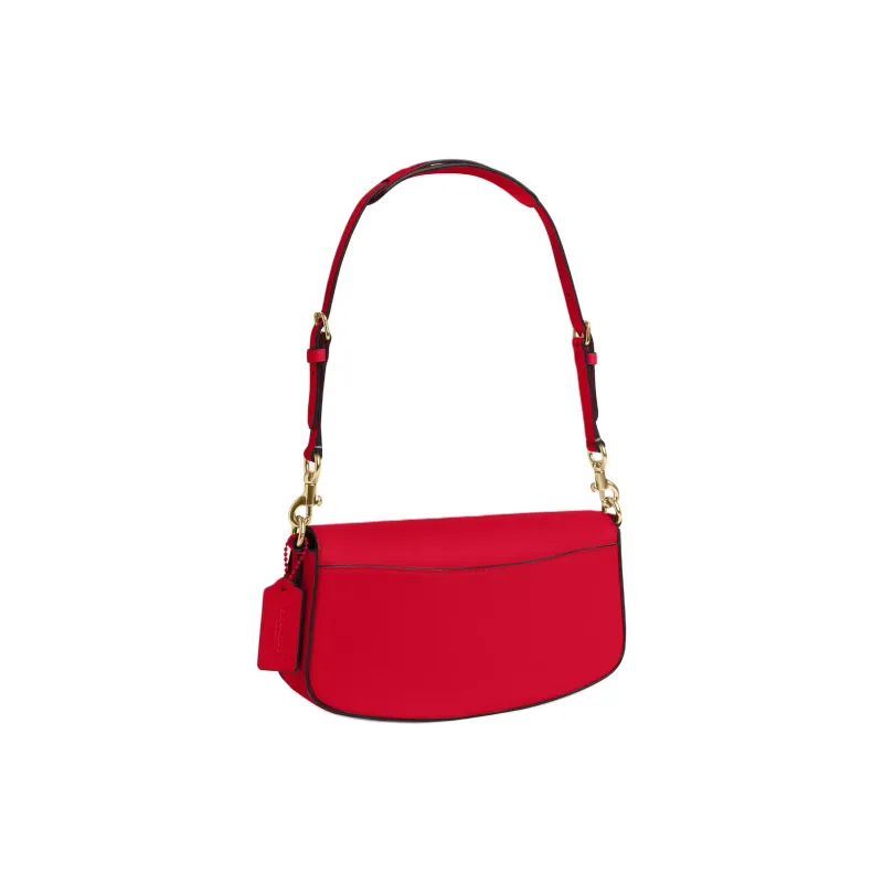 COACH Delicate Calfskin Handbag Shoulder Bag Medium Size Women's Red-1