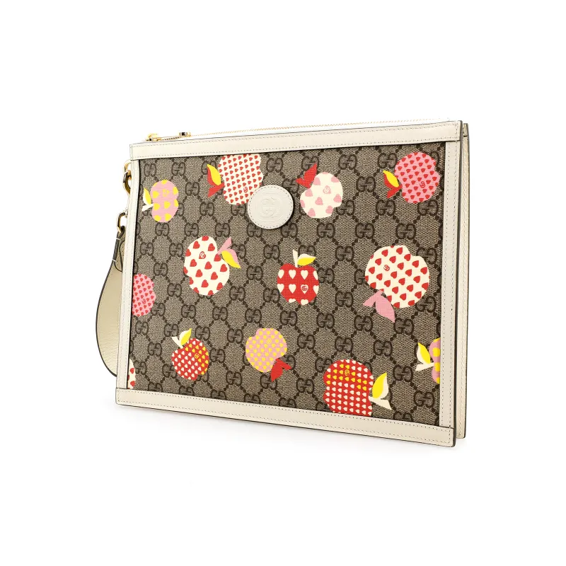 GUCCI Canvas Clutch Women's Ebony/White, Candy-1