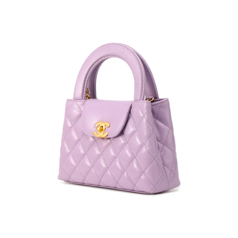 CHANEL Calfskin Crossbody One Shoulder Handbag Mini Women's Taro Purple-1