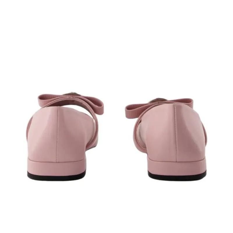 VERSACE Gianni Ribbon Flat Casual Single Shoes Women's Pink-4