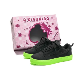 Circle Small Coverage Cushioning Wear Resistant Lightweight Low Top Skateboard Shoes Unisex Black Green