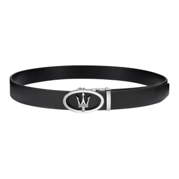 Maserati Cow Split Leather Belts Men's Black Width 3.5CM