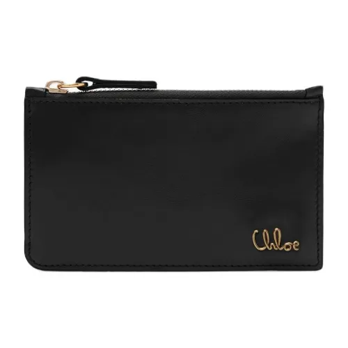 Chloe Shiny Calfskin Card Holder Wallet Small Size Women's Black
