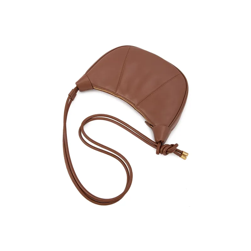 VENOF Cow Leather Dumpling Bag Shoulder Bag Small Size Women's Brown/Nordic Brown/Pall Black/Farouk Red-5