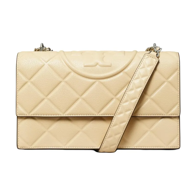 TORY BURCH Fleming Leather Crossbody Bag, Shoulder Bag Medium Size Women's Vanilla White-0