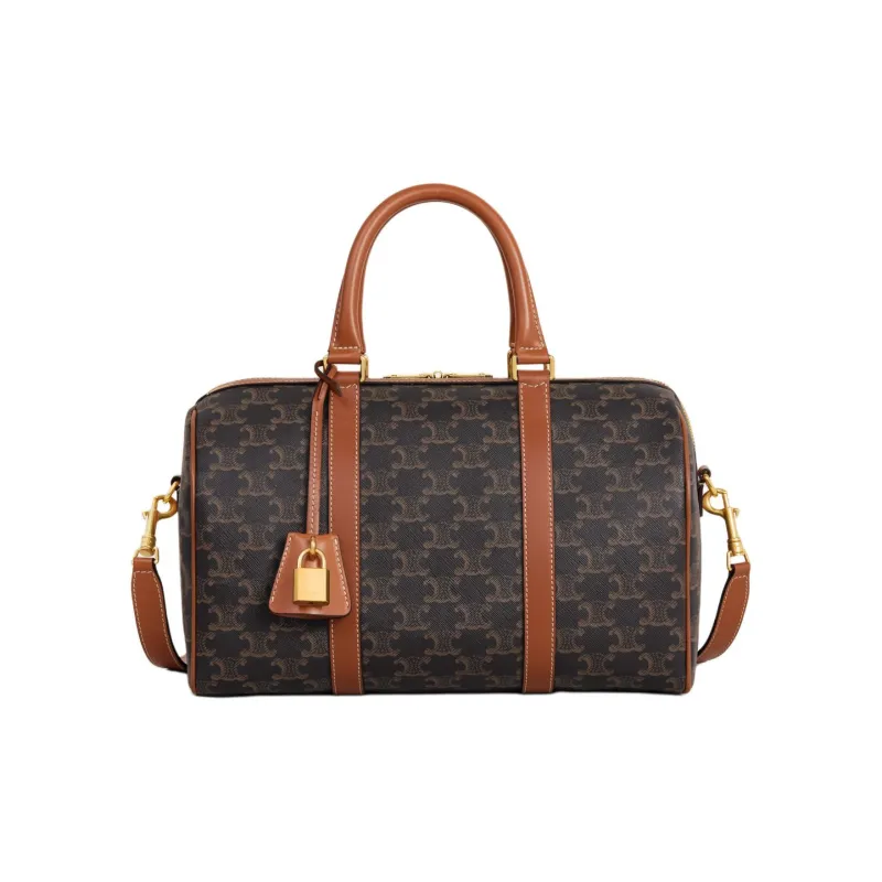 CELINE Cow Leather Boston Bag, Shoulder Bag, Crossbody Bag, Handbag Women's Tawny-0
