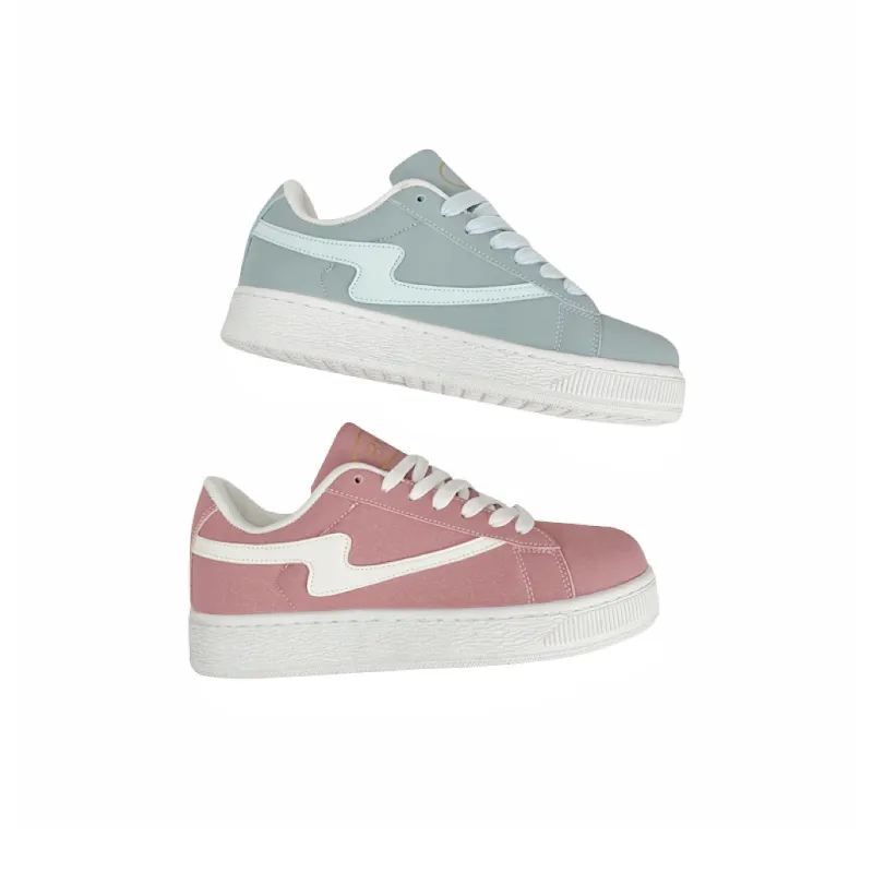 BKAE Anti Slip And Wear Resistant Lightweight Low Top Skateboard Shoes Unisex Pink Gray Mismatched-3