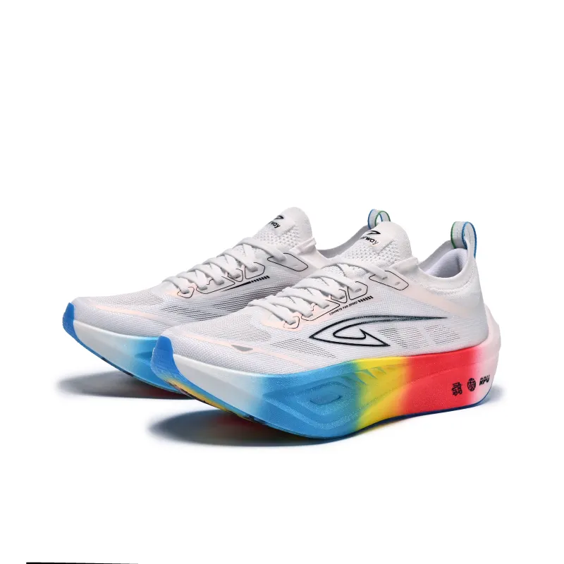 DEERWAY Running Shoes Unisex Low Top White Rainbow, Pink Blue-3