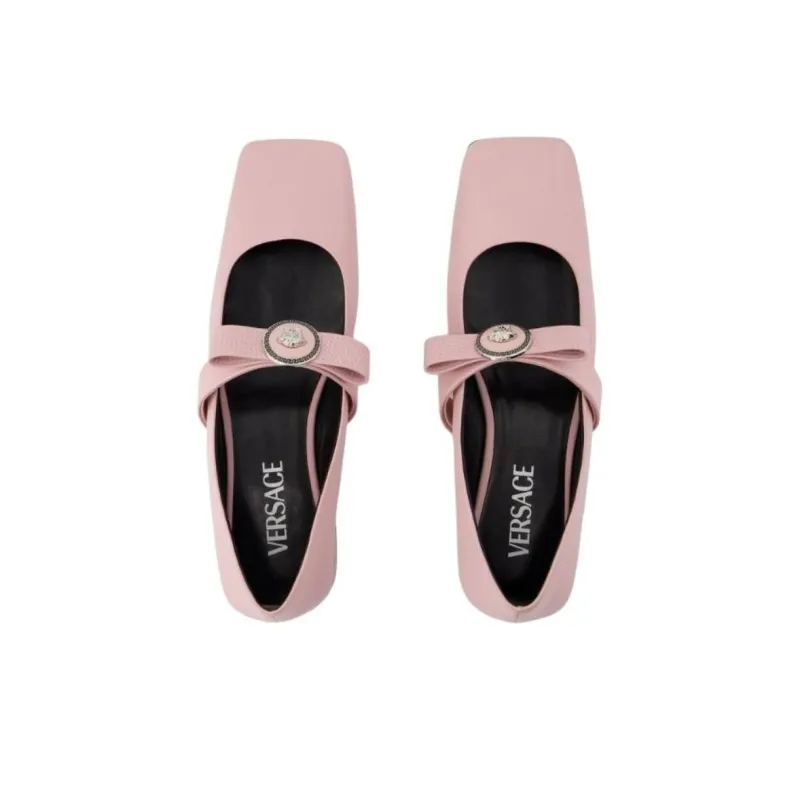 VERSACE Gianni Ribbon Flat Casual Single Shoes Women's Pink-3
