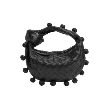 Bottega Veneta Lambskin Patch Calfskin Handbag Mini Women's Black