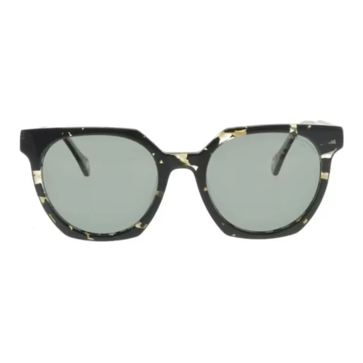 INES DE LA FRESSANGE Acetate Oval Sunglasses Women's Black-1