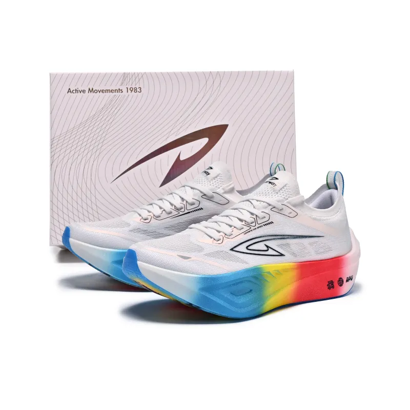 DEERWAY Running Shoes Unisex Low Top White Rainbow, Pink Blue-0