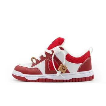 Shionpo Skateboard Shoes Unisex Low Top White Red