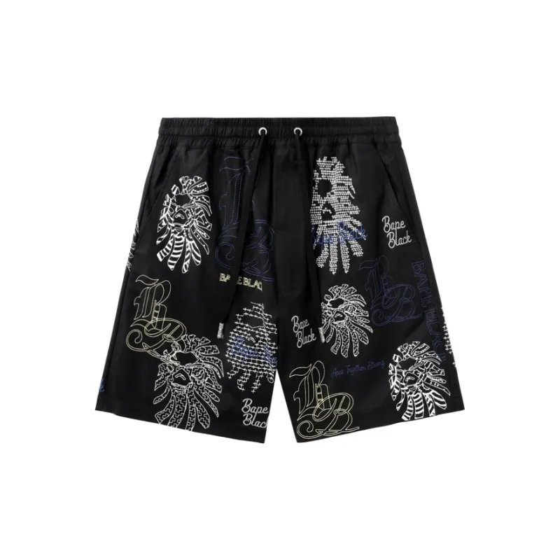 BAPE BLACK Graphic Stitch Shorts-3