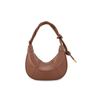 VENOF Cow Leather Dumpling Bag Shoulder Bag Small Size Women's Brown/Nordic Brown/Pall Black/Farouk Red