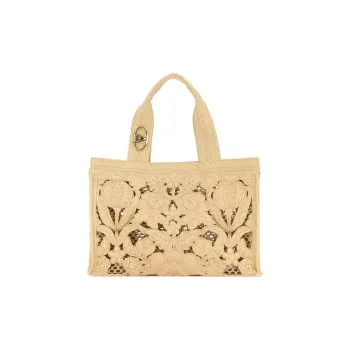 Valentino GARAVANI Raffia Tote Bag Shopping Bag Handbag Women's Beige Yellow