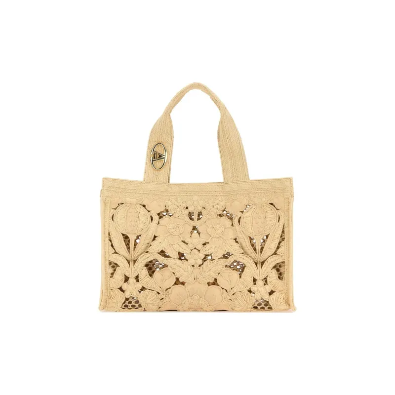 Valentino GARAVANI Raffia Tote Bag Shopping Bag Handbag Women's Beige Yellow-0
