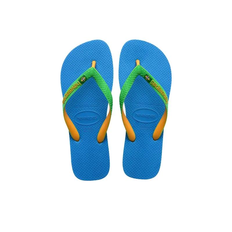 Havaianas Brasil Mi Rubber Sole Slip-Resistant Flip Flops Unisex Blue Green-4