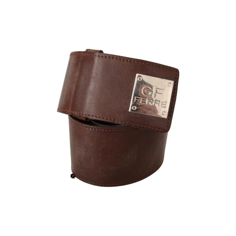 GIANFRANCO FERRE Leather Leather Belts Women's Brown Width 7Cm-1