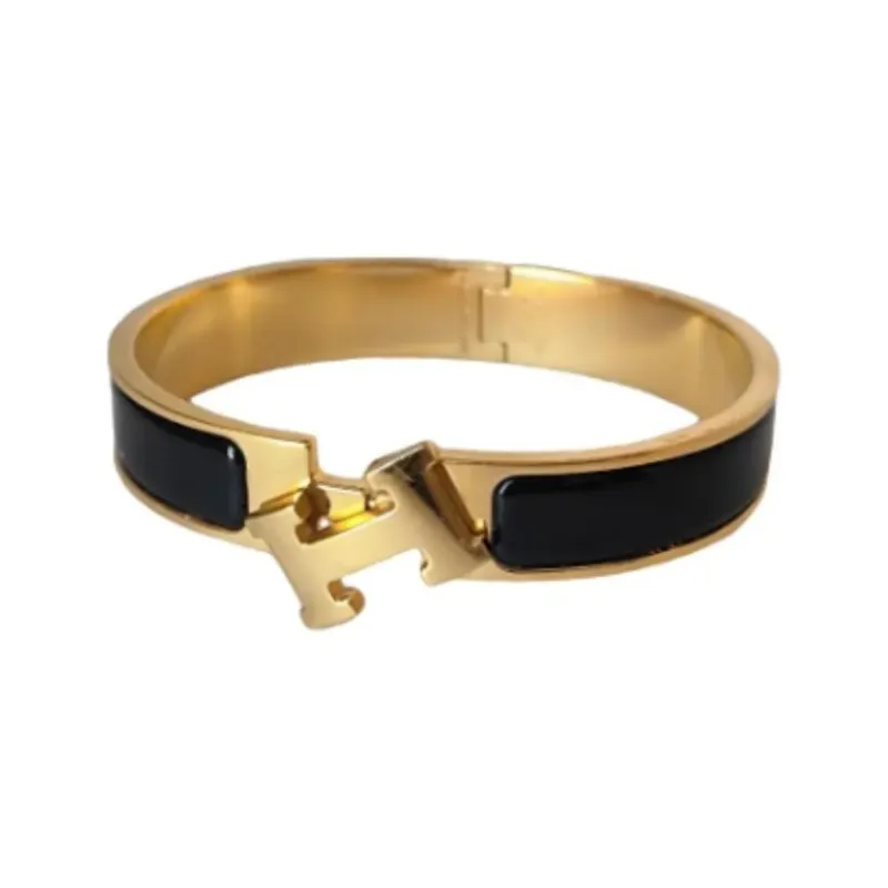 HERMES Bracelet Narrow Clic Clac H Enamel Gm Black-4