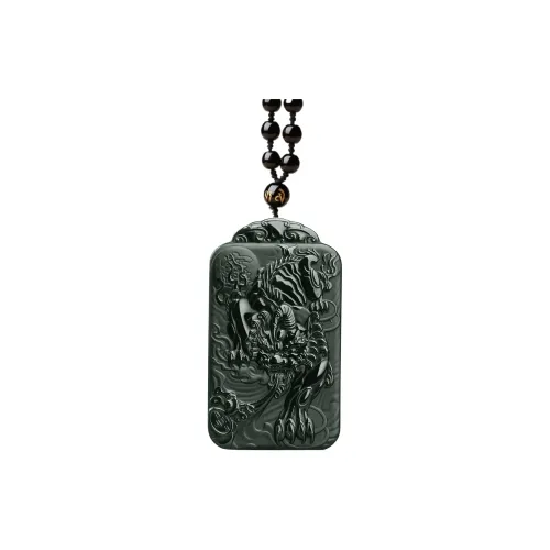 Artisan Lock Heart Jade Hetian Jade Necklaces Green Jade Unisex