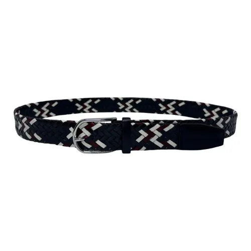 Tommy Hilfiger Leather Leather Belts Men's Black White  