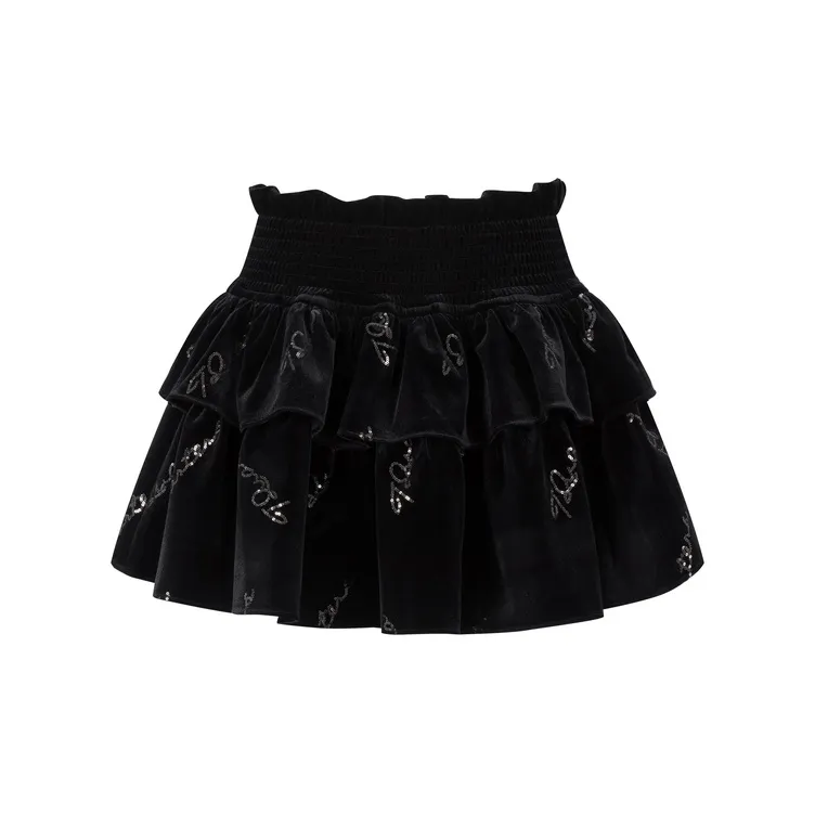 Three Quarters Casual Short Skirts Women's Black-1