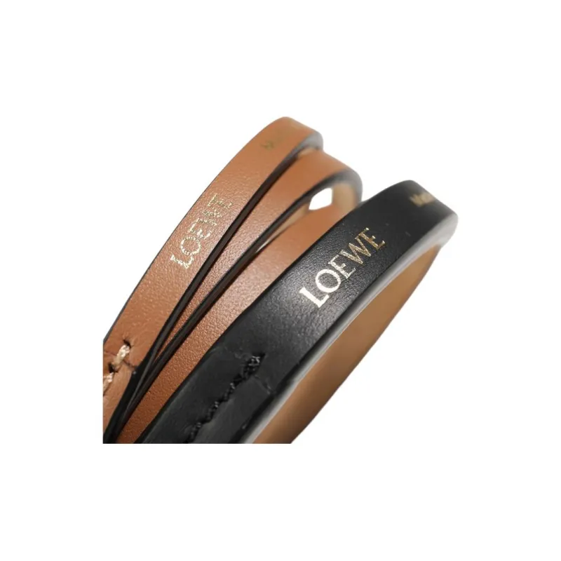 LOEWE Cow Leather Wristbands Women's Black/Tan-2