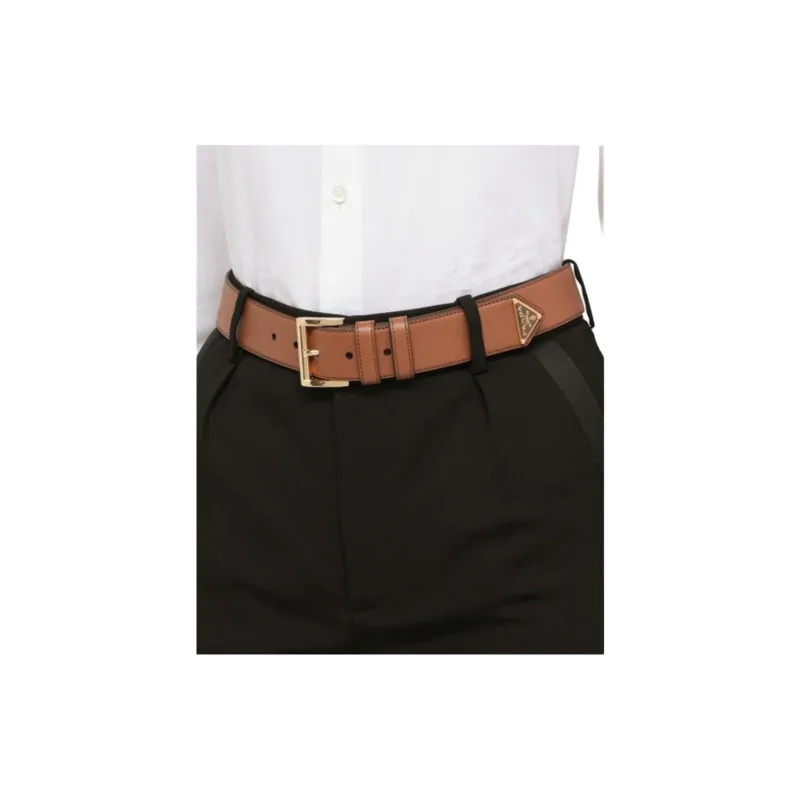 PRADA Logo Plaque Square-Buckle Belt-4