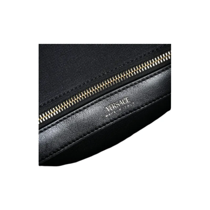 VERSACE Canvas Canvas Bag Tote Bag Toter Bag Shopping Bag Shoulder Bag Crossbody Bag Handbag Women's Black-6