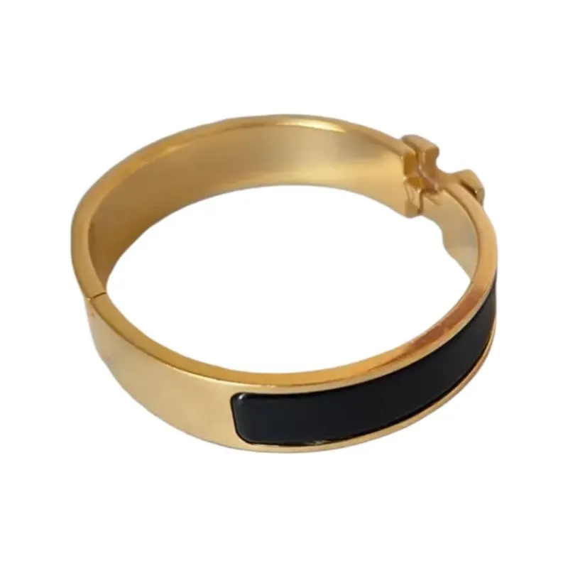 HERMES Bracelet Narrow Clic Clac H Enamel Gm Black-3