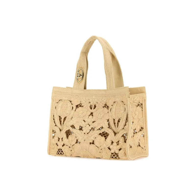 Valentino GARAVANI Raffia Tote Bag Shopping Bag Handbag Women's Beige Yellow-1