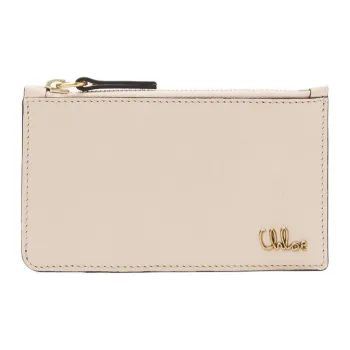 Chloe Calfskin Card Holder Wallet Small Size Women's Cement Pink