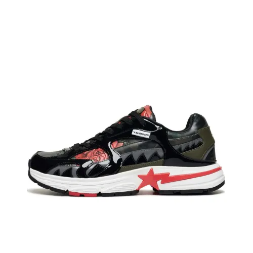 A BATHING APE SHARK STA Wear-Resistant Low-Top Casual Shoes Women's Black Green