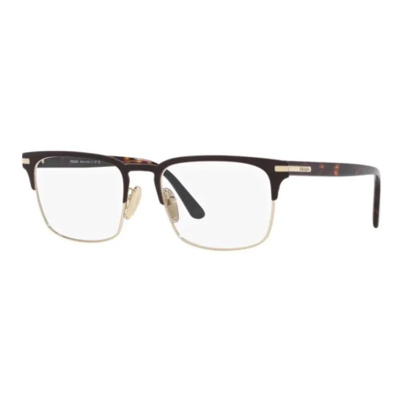 PRADA Plate Frame Rectangular Eyeglass Frames Men's Tortoiseshell-4