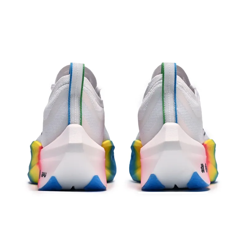 DEERWAY Running Shoes Unisex Low Top White Rainbow, Pink Blue-4