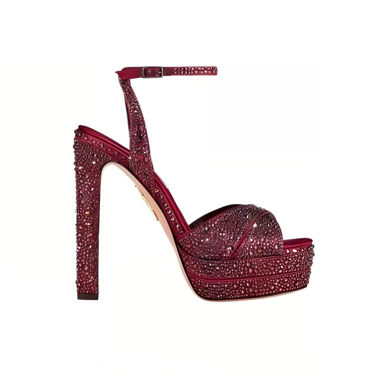 AQUAZZURA Divine Plateau 130mm Crystal-embellished Sandals-1