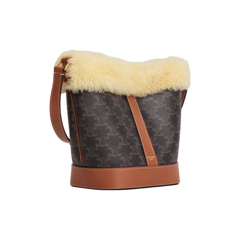 CELINE Cow Leather Crossbody Bag, Shoulder Bag Trumpets Women's Tawny-1