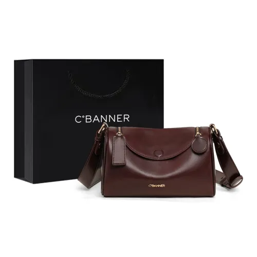 C°BANNER Cow Leather With Synthetic Leather Pillow Bag Shoulder Bag Regular Women's Wine Coffee