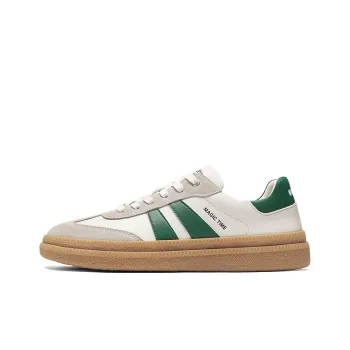 AGSDON Non-slip Lightweight Low-Top Skateboard Shoes Men's Beige Green
