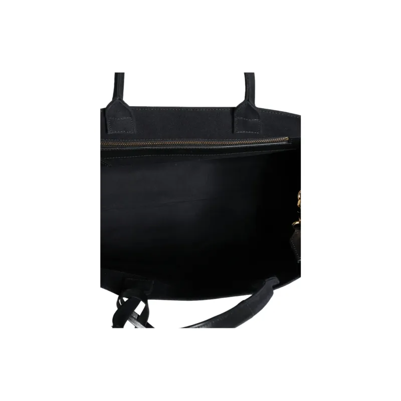 VERSACE Canvas Canvas Bag Tote Bag Toter Bag Shopping Bag Shoulder Bag Crossbody Bag Handbag Women's Black-4