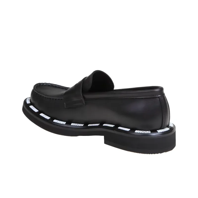 MOSCHINO Contrasting Logo-trim Loafers-2
