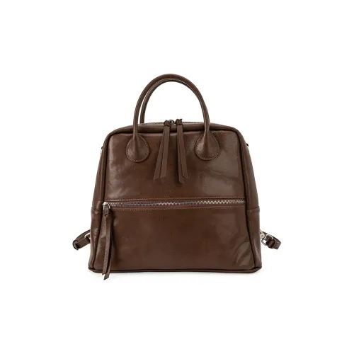 VENOF Cow Leather Carry Backpack Women's Bandage Brown/Devin Black