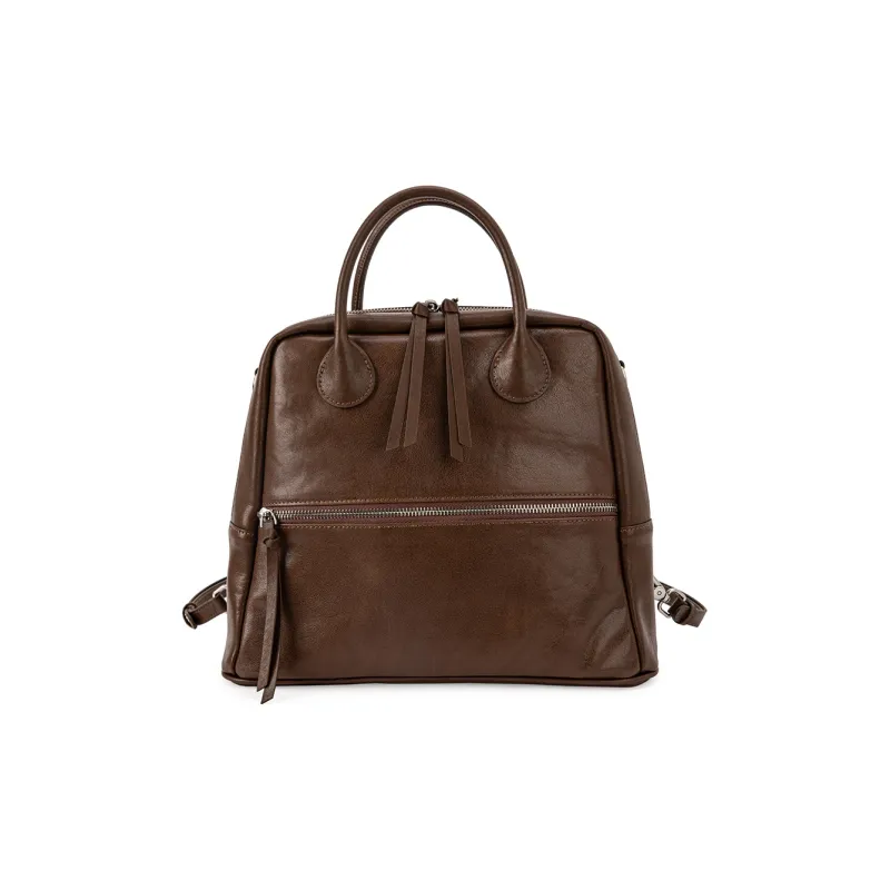 VENOF Cow Leather Carry Backpack Women's Bandage Brown/Devin Black-0