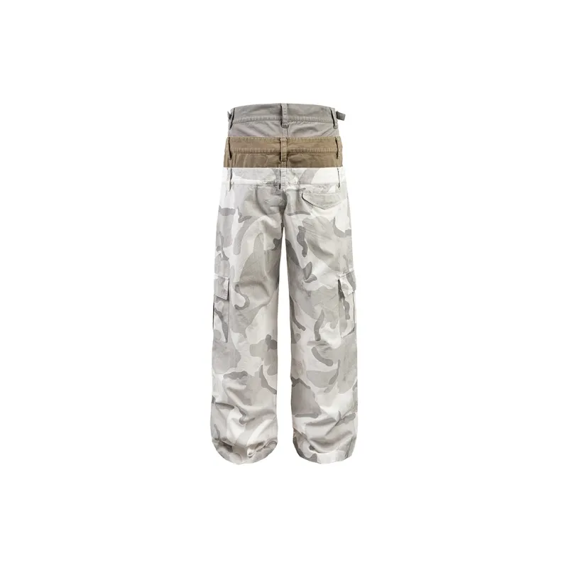 8FF Casual Pants Unisex Klimt White Camouflage-1