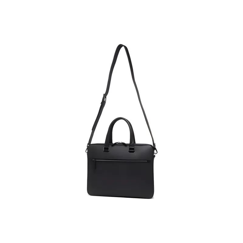 FERRAGAMO Cow Leather Briefcase Laptop Bag Business Bag Crossbody Bag One Shoulder Handbag Men's Black-1