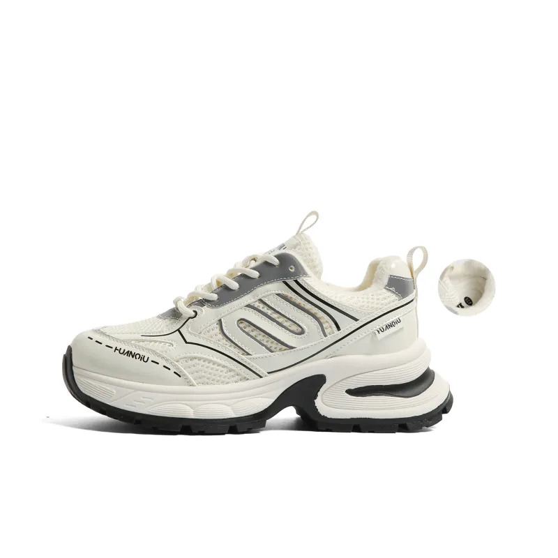 HUANQIU Shock Absorbers With Slip Resistant And Abrasion Resistant Properties Low Top Chunky Sneakers Women's-0