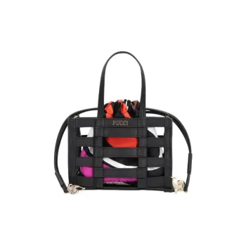 EMILIO PUCCI Leather Shoulder Bag Unisex Black
