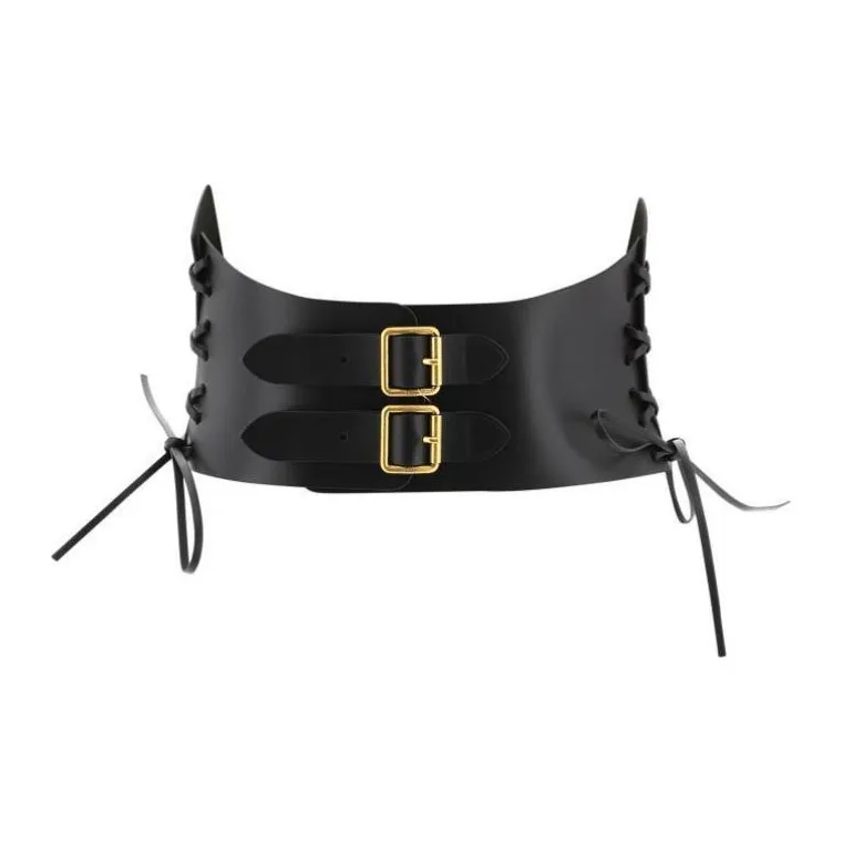DIOR Calfskin Leather Belts Women's Black 26CM Wide-1